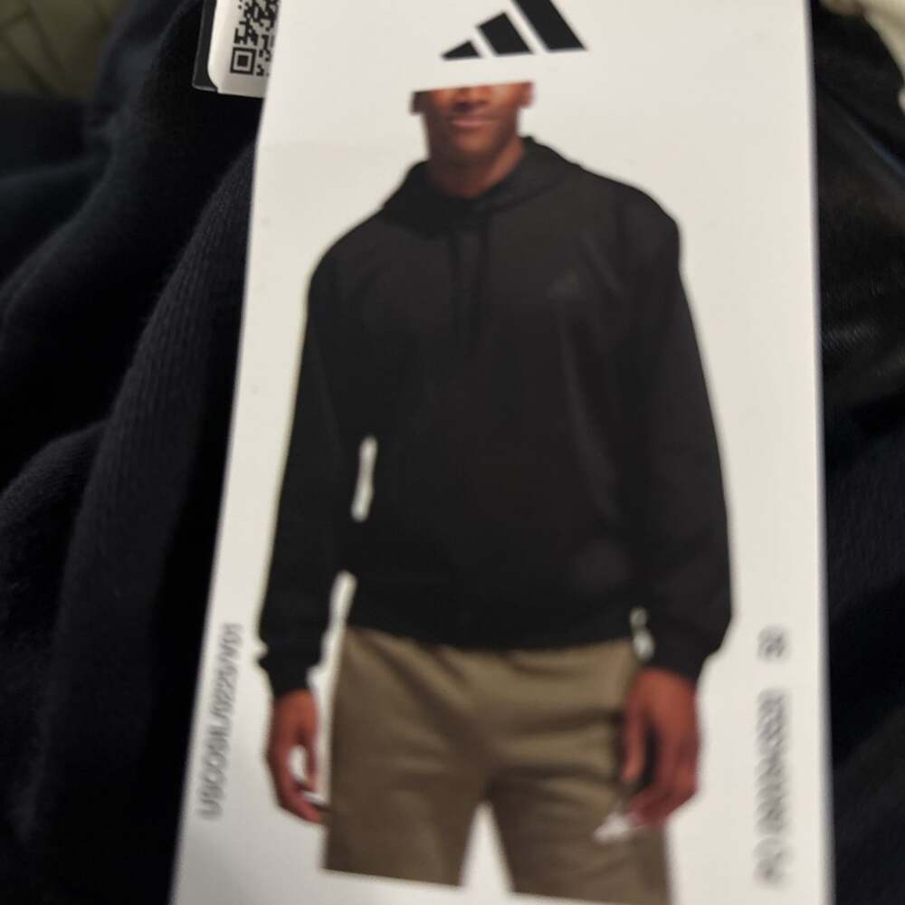 NEW Men's Adidas Black Fleece Hoodie Size Medium